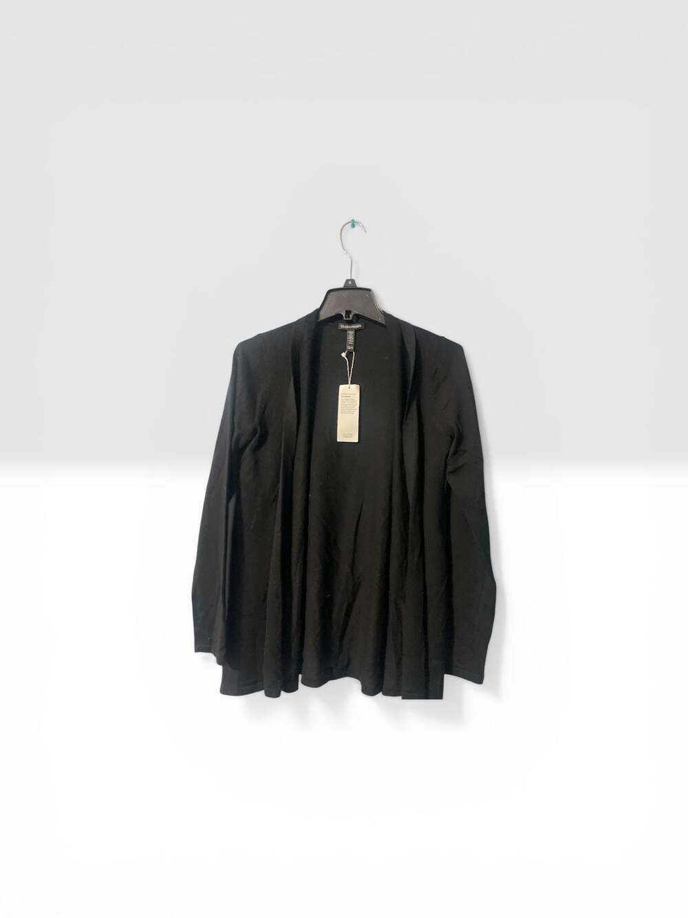 Eileen Fisher Fine Merino Wool Open Front Cardigan Black Size XS